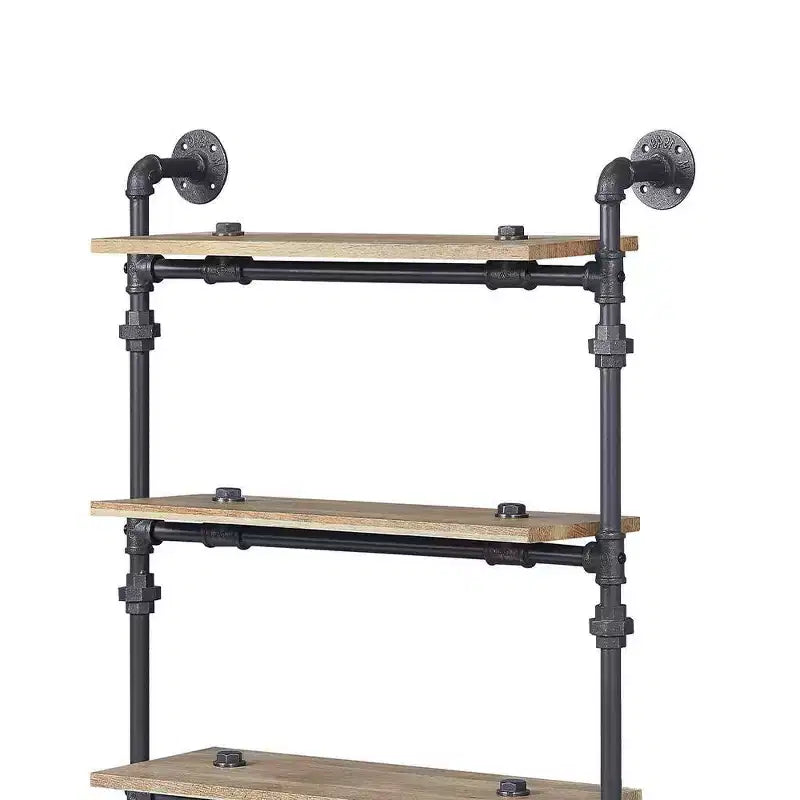 Libreria decorativa Brantley da 59" con finitura quercia e nero sabbia - Acme Furniture: 5 ripiani, struttura in metallo, scaffalatura aperta, montaggio senza attrezzi