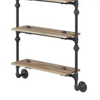Libreria decorativa Brantley da 59" con finitura quercia e nero sabbia - Acme Furniture: 5 ripiani, struttura in metallo, scaffalatura aperta, montaggio senza attrezzi