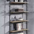 Libreria decorativa Brantley da 59" con finitura quercia e nero sabbia - Acme Furniture: 5 ripiani, struttura in metallo, scaffalatura aperta, montaggio senza attrezzi