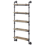 Libreria decorativa Brantley da 59" con finitura quercia e nero sabbia - Acme Furniture: 5 ripiani, struttura in metallo, scaffalatura aperta, montaggio senza attrezzi