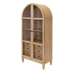 78" Modern Wood Arched Bookcase Laurel Collection Light Brown - Martin Furniture: Vertical Storage, 3 Drawers