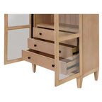 Libreria ad arco moderna in legno da 78" Collezione Laurel Marrone chiaro - Martin Furniture: Contenitore verticale, 3 cassetti