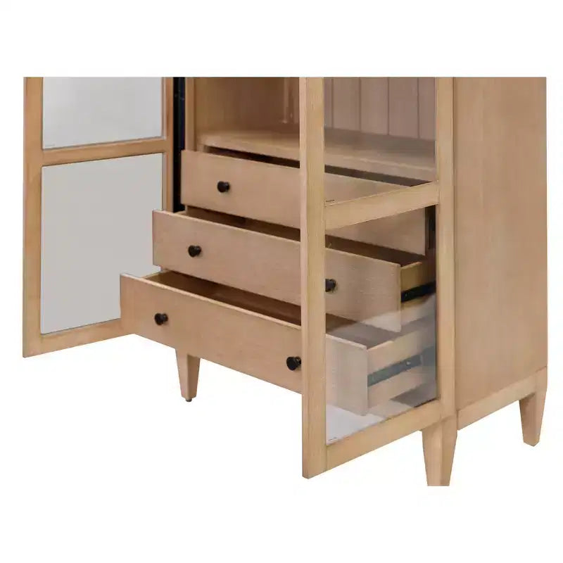 Libreria ad arco moderna in legno da 78" Collezione Laurel Marrone chiaro - Martin Furniture: Contenitore verticale, 3 cassetti