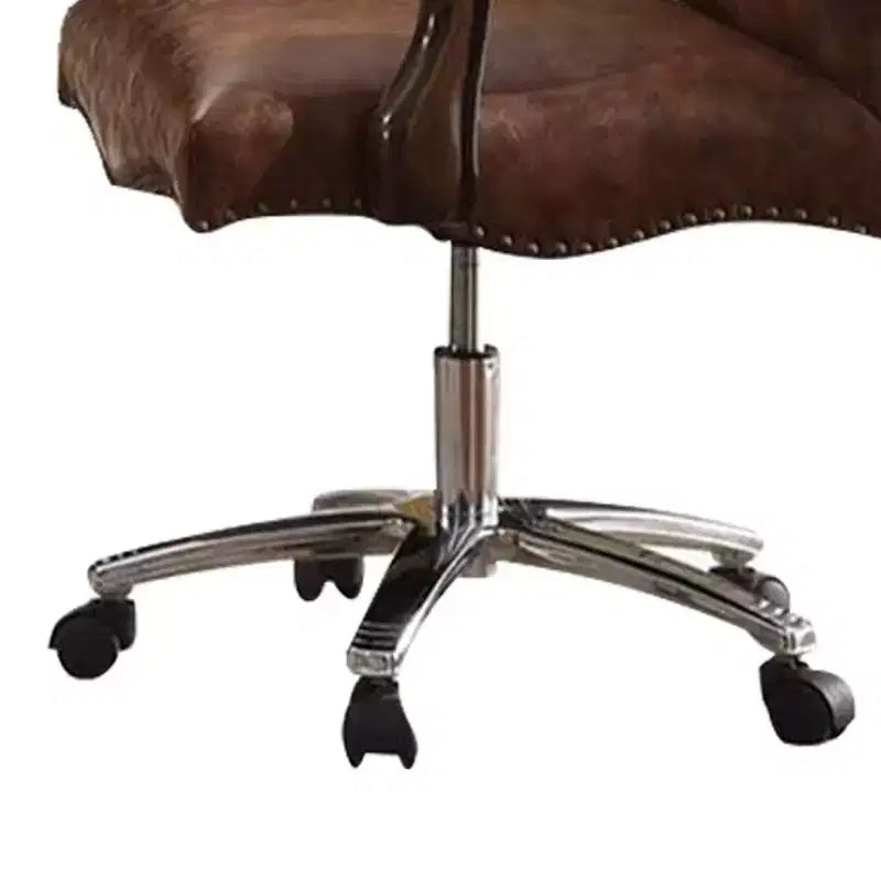 Sedia Versailles da 27" per Seduta Attiva, Bicolore Marrone Chiaro PU e Rovere Ciliegio - Acme Furniture: Similpelle, Struttura in Metallo, Montaggio senza Attrezzi