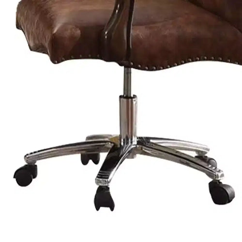 Sedia Versailles da 27" per Seduta Attiva, Bicolore Marrone Chiaro PU e Rovere Ciliegio - Acme Furniture: Similpelle, Struttura in Metallo, Montaggio senza Attrezzi