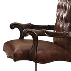 Sedia Versailles da 27" per Seduta Attiva, Bicolore Marrone Chiaro PU e Rovere Ciliegio - Acme Furniture: Similpelle, Struttura in Metallo, Montaggio senza Attrezzi