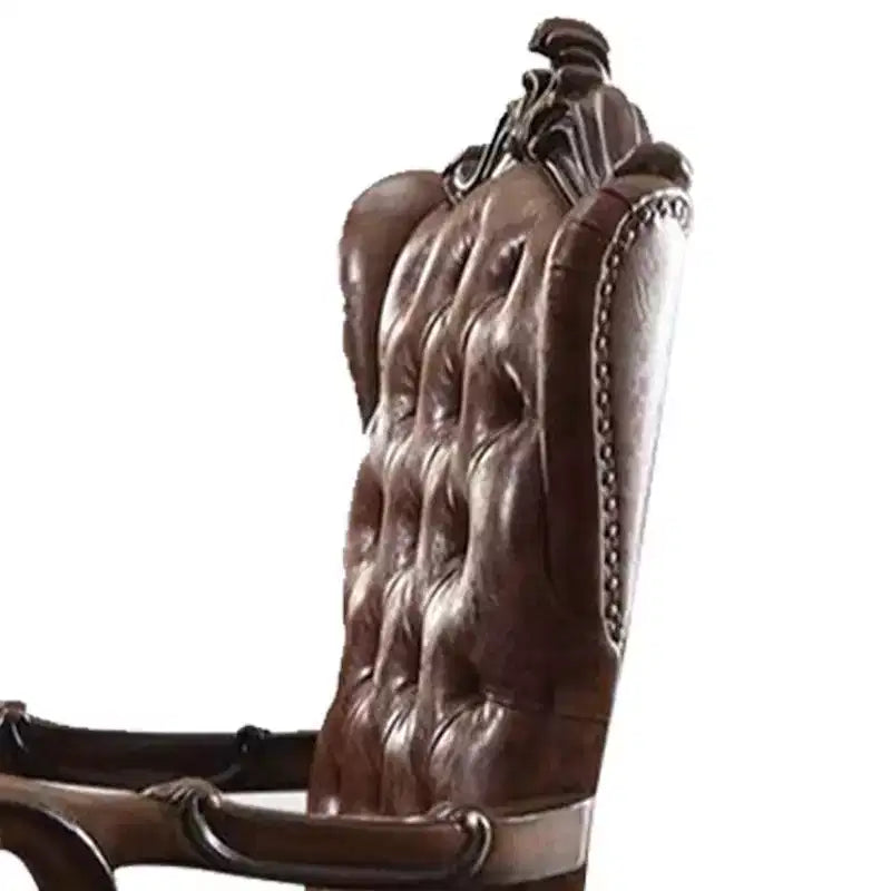 Sedia Versailles da 27" per Seduta Attiva, Bicolore Marrone Chiaro PU e Rovere Ciliegio - Acme Furniture: Similpelle, Struttura in Metallo, Montaggio senza Attrezzi