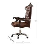 Sedia Versailles da 27" per Seduta Attiva, Bicolore Marrone Chiaro PU e Rovere Ciliegio - Acme Furniture: Similpelle, Struttura in Metallo, Montaggio senza Attrezzi