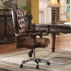 Sedia Versailles da 27" per Seduta Attiva, Bicolore Marrone Chiaro PU e Rovere Ciliegio - Acme Furniture: Similpelle, Struttura in Metallo, Montaggio senza Attrezzi