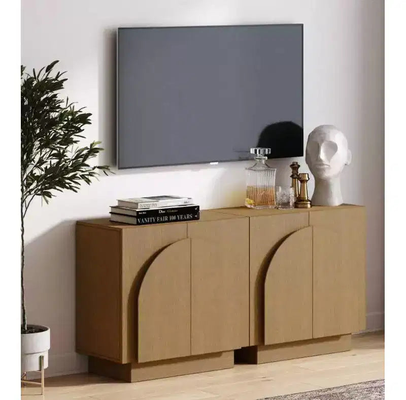 Nathan James Set di 2 Console ad Arco in Legno Iris con Ante Marrone