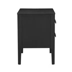 Tavolino a due cassetti in legno massiccio modello Wiley, stile Mid-Century Modern, nero - Linon: Impiallacciatura in rovere, gambe in legno di caucciù, contenitore