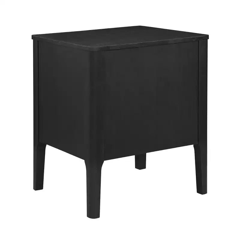 Tavolino a due cassetti in legno massiccio modello Wiley, stile Mid-Century Modern, nero - Linon: Impiallacciatura in rovere, gambe in legno di caucciù, contenitore