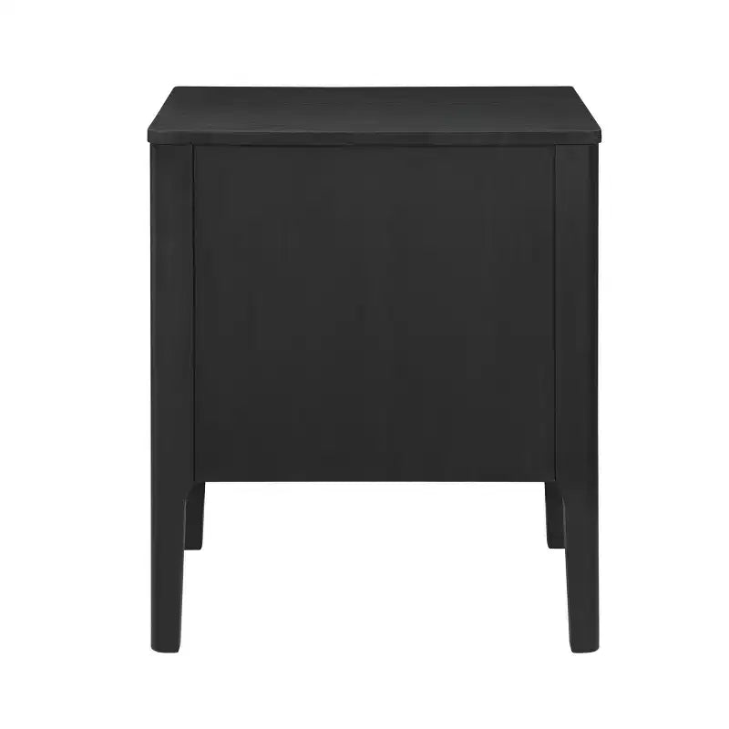 Tavolino a due cassetti in legno massiccio modello Wiley, stile Mid-Century Modern, nero - Linon: Impiallacciatura in rovere, gambe in legno di caucciù, contenitore