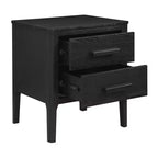 Tavolino a due cassetti in legno massiccio modello Wiley, stile Mid-Century Modern, nero - Linon: Impiallacciatura in rovere, gambe in legno di caucciù, contenitore