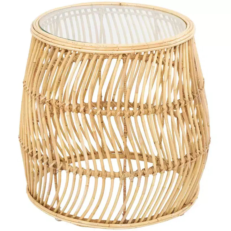 Tavolino d'appoggio ondulato in rattan intrecciato fatto a mano Olivia & May: Nessun assemblaggio, uso interno, stile costiero