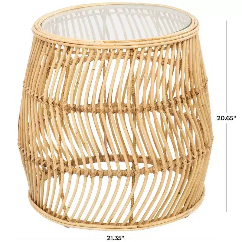 Tavolino d'appoggio ondulato in rattan intrecciato fatto a mano Olivia & May: Nessun assemblaggio, uso interno, stile costiero
