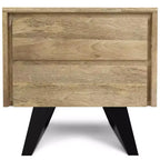 Tavolino WyndenHall Mitchell Naturale: Legno di Mango, Design Industriale Moderno, Ferramenta in Metallo, Cassetto Contenitore