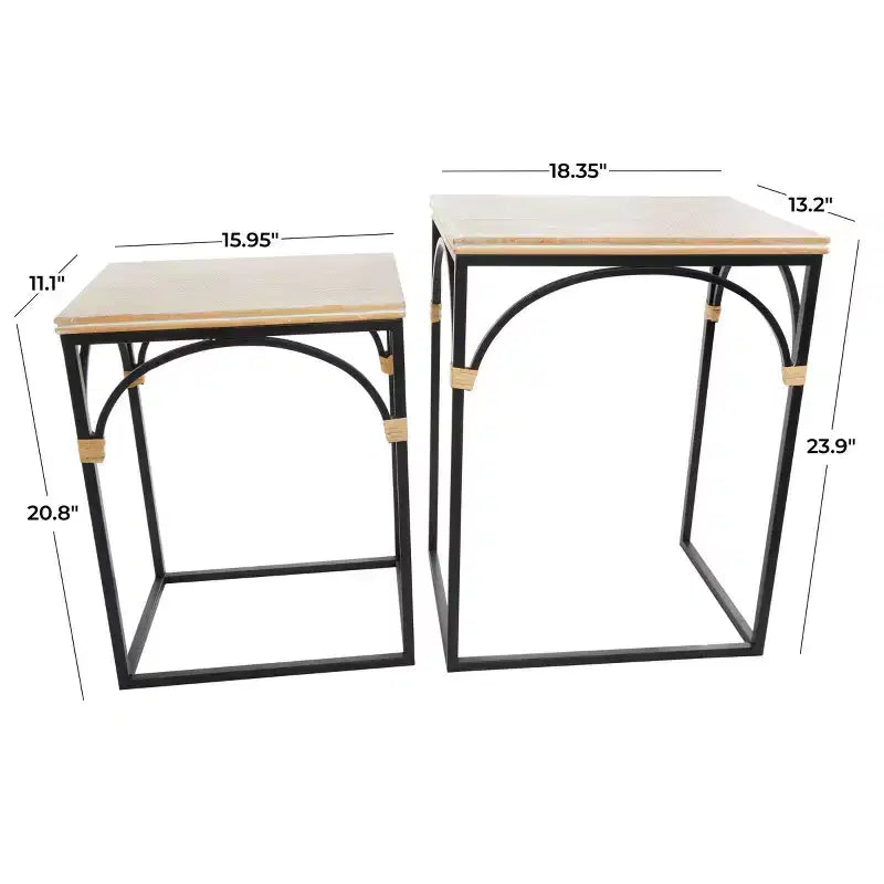 Tavolino d'accento ad arco in metallo Olivia & May: set da 2, nessun assemblaggio richiesto, per uso interno, stile rustico moderno