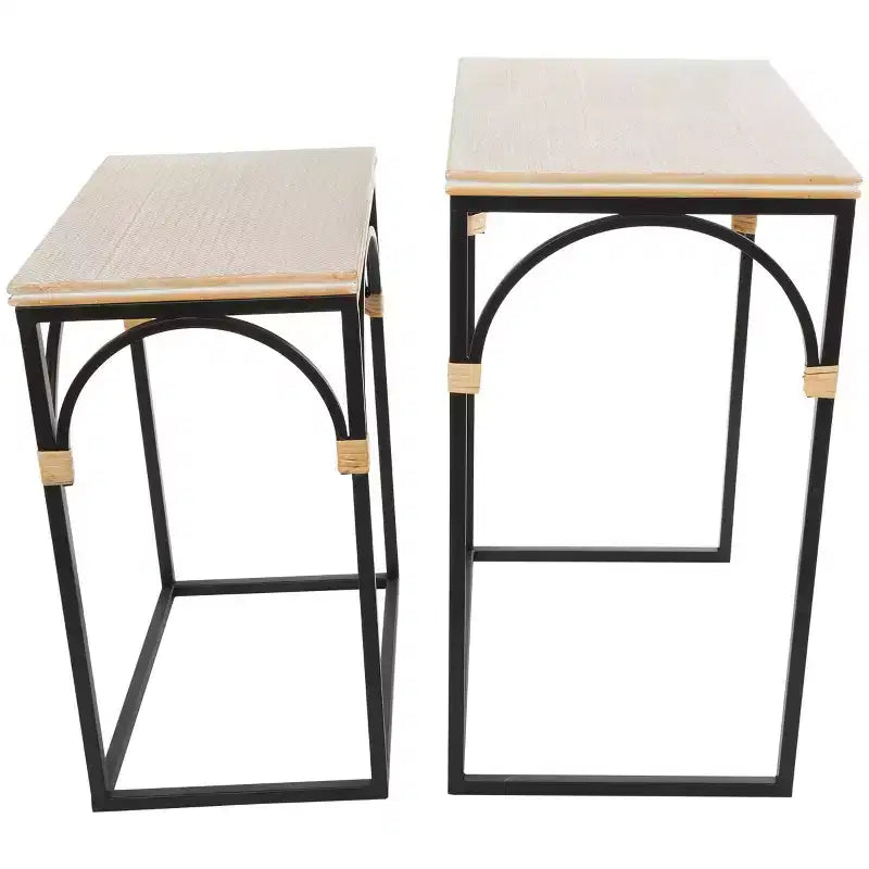 Tavolino d'accento ad arco in metallo Olivia & May: set da 2, nessun assemblaggio richiesto, per uso interno, stile rustico moderno