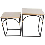 Tavolino d'accento ad arco in metallo Olivia & May: set da 2, nessun assemblaggio richiesto, per uso interno, stile rustico moderno