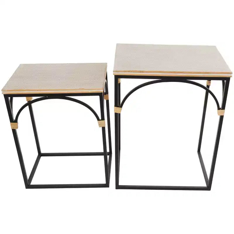 Tavolino d'accento ad arco in metallo Olivia & May: set da 2, nessun assemblaggio richiesto, per uso interno, stile rustico moderno