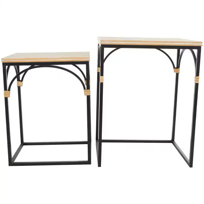 Tavolino d'accento ad arco in metallo Olivia & May: set da 2, nessun assemblaggio richiesto, per uso interno, stile rustico moderno