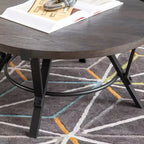 Powell 3 Pezzi Galway Legno Top e Antracite Grigio Metallo Tavolino Rotondo e Set di Tavolini d'Appoggio Marrone Antracite: Set di Mobili Rustici per Soggiorno