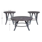 Powell 3 Pezzi Galway Legno Top e Antracite Grigio Metallo Tavolino Rotondo e Set di Tavolini d'Appoggio Marrone Antracite: Set di Mobili Rustici per Soggiorno