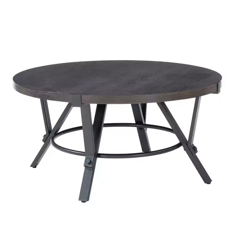 Powell 3 Pezzi Galway Legno Top e Antracite Grigio Metallo Tavolino Rotondo e Set di Tavolini d'Appoggio Marrone Antracite: Set di Mobili Rustici per Soggiorno