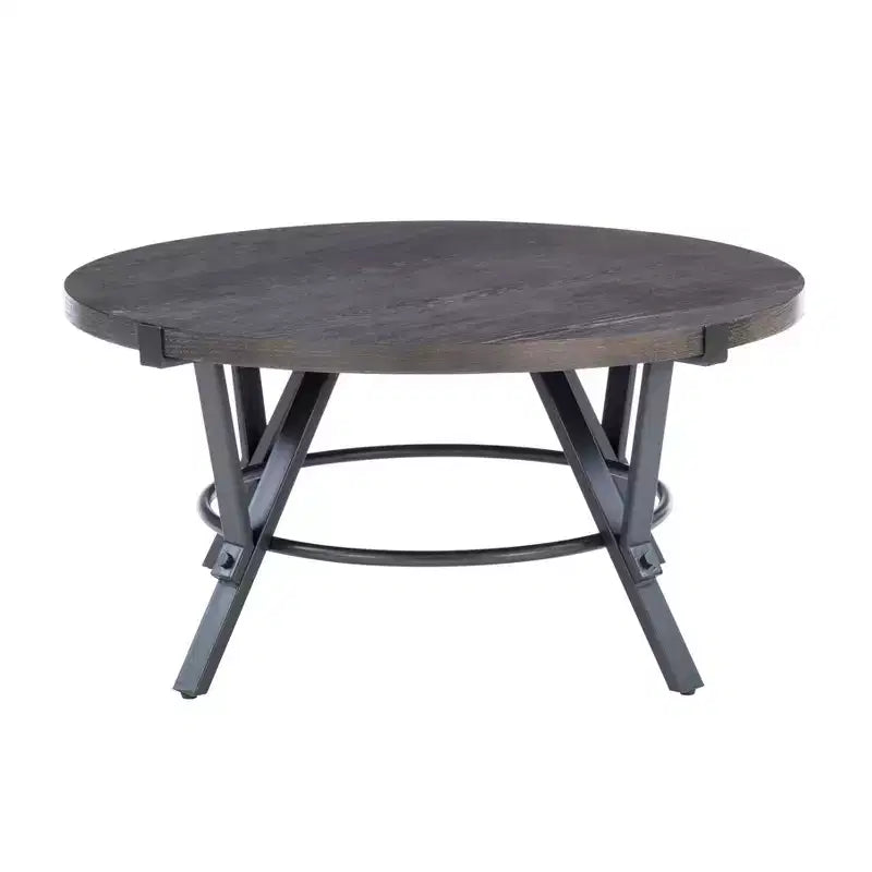 Powell 3 Pezzi Galway Legno Top e Antracite Grigio Metallo Tavolino Rotondo e Set di Tavolini d'Appoggio Marrone Antracite: Set di Mobili Rustici per Soggiorno