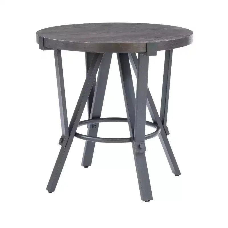 Powell 3 Pezzi Galway Legno Top e Antracite Grigio Metallo Tavolino Rotondo e Set di Tavolini d'Appoggio Marrone Antracite: Set di Mobili Rustici per Soggiorno