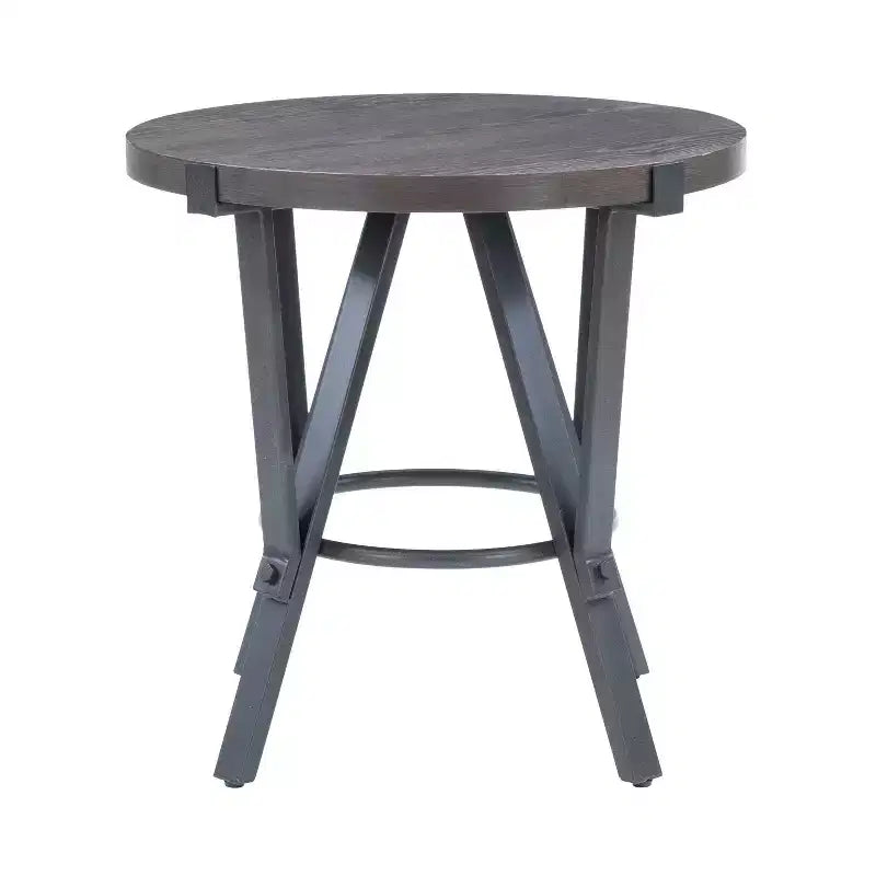 Powell 3 Pezzi Galway Legno Top e Antracite Grigio Metallo Tavolino Rotondo e Set di Tavolini d'Appoggio Marrone Antracite: Set di Mobili Rustici per Soggiorno