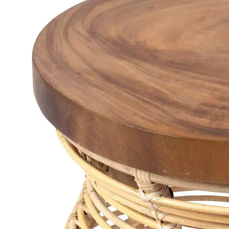 Tavolino Orinda con piano in legno 22.44" Orientale: Nessun assemblaggio richiesto, Legno di mango, Struttura in rattan