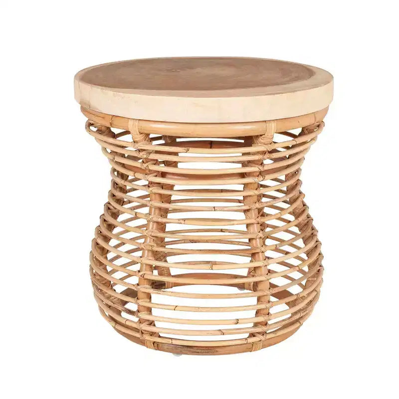 Tavolino Orinda con piano in legno 22.44" Orientale: Nessun assemblaggio richiesto, Legno di mango, Struttura in rattan
