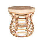 Tavolino Orinda con piano in legno 22.44" Orientale: Nessun assemblaggio richiesto, Legno di mango, Struttura in rattan