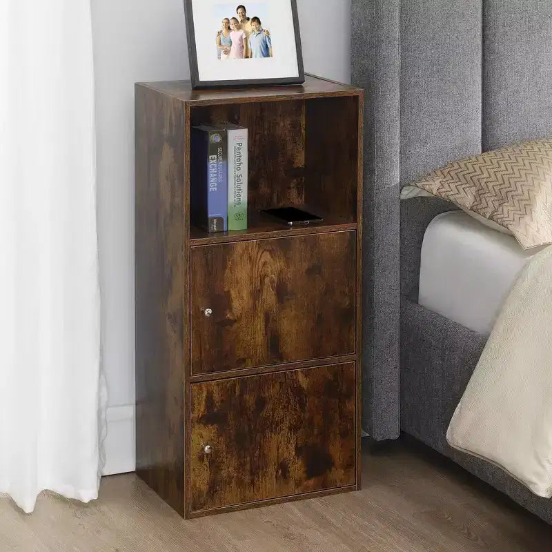 Mobiletto a 2 ante con ripiano in legno rustico – Breighton Home: Chiusure magnetiche, Organizzatore per Ufficio e Bagno