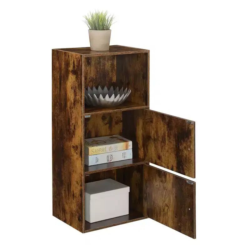 Mobiletto a 2 ante con ripiano in legno rustico – Breighton Home: Chiusure magnetiche, Organizzatore per Ufficio e Bagno