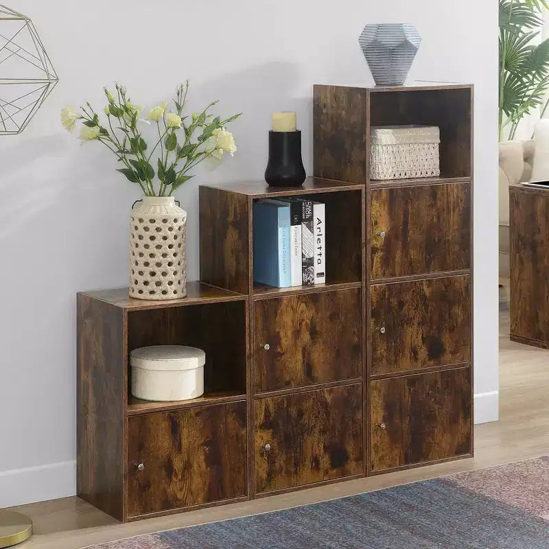 Mobiletto a 2 ante con ripiano in legno rustico – Breighton Home: Chiusure magnetiche, Organizzatore per Ufficio e Bagno