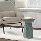 Tavolino d'appoggio Willis Teal Wash - WyndenHall: Mid-Century Modern, Legno di Mango, Resistente ai Graffi