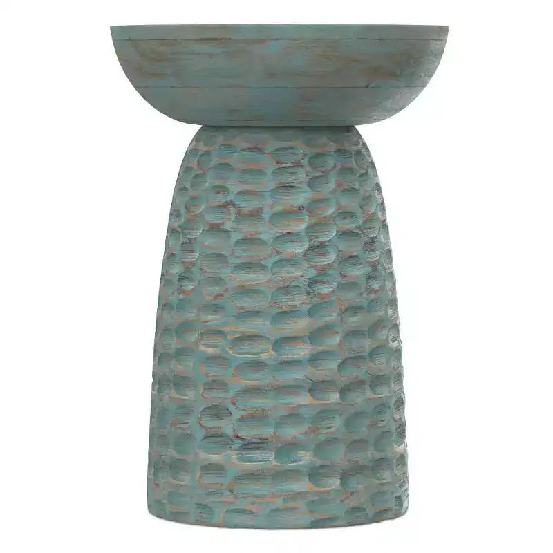 Tavolino d'appoggio Willis Teal Wash - WyndenHall: Mid-Century Modern, Legno di Mango, Resistente ai Graffi