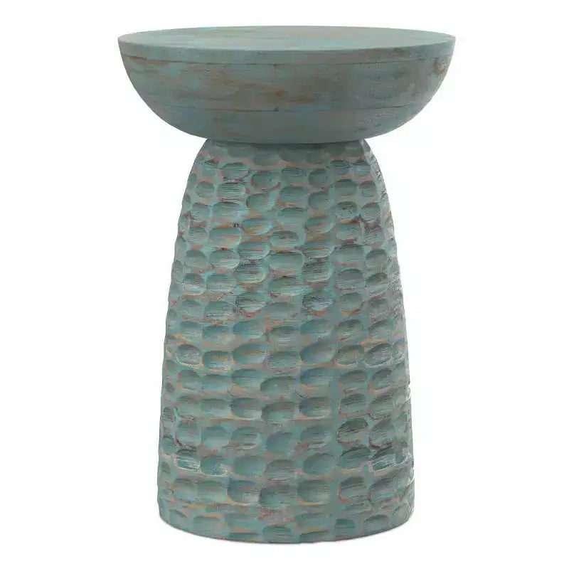 Tavolino d'appoggio Willis Teal Wash - WyndenHall: Mid-Century Modern, Legno di Mango, Resistente ai Graffi