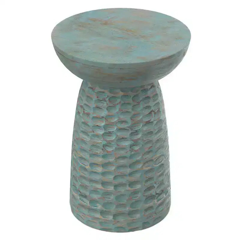 Tavolino d'appoggio Willis Teal Wash - WyndenHall: Mid-Century Modern, Legno di Mango, Resistente ai Graffi