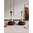 Manhattan Comfort Set di 2 Tavolini Patchin con Base Rotonda in Metallo e Piano Oro Legno Marrone