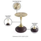 Manhattan Comfort Set di 2 Tavolini Patchin con Base Rotonda in Metallo e Piano Oro Legno Marrone
