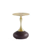 Manhattan Comfort Set di 2 Tavolini Patchin con Base Rotonda in Metallo e Piano Oro Legno Marrone