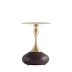 Manhattan Comfort Set di 2 Tavolini Patchin con Base Rotonda in Metallo e Piano Oro Legno Marrone