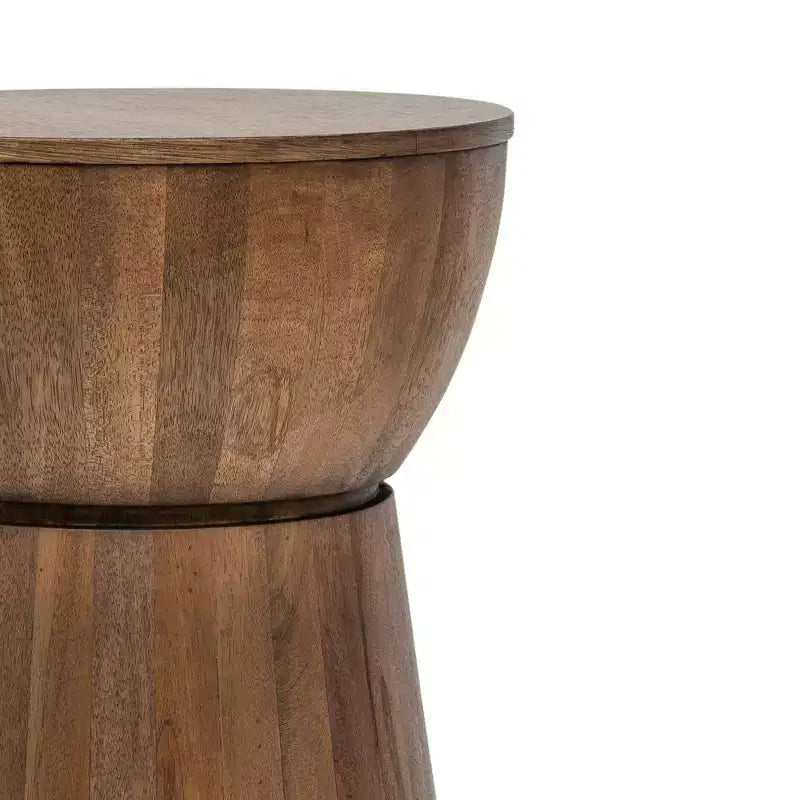Tavolo a tamburo "East at Main" da 16" in legno di noce con fascia: Fatto a mano, Mango, Nessun montaggio richiesto