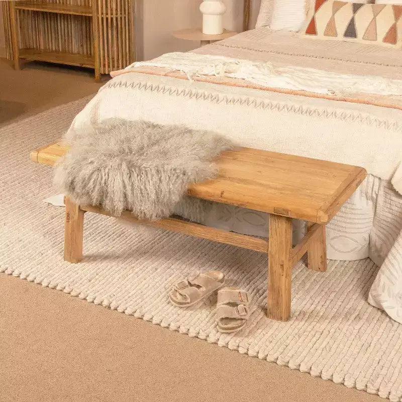 Tavolino da caffè Storied Home in Olmo Naturale: Altezza 42,5 cm, Profondità 115 cm, Nessun Montaggio Richiesto, Struttura e Piano in Olmo