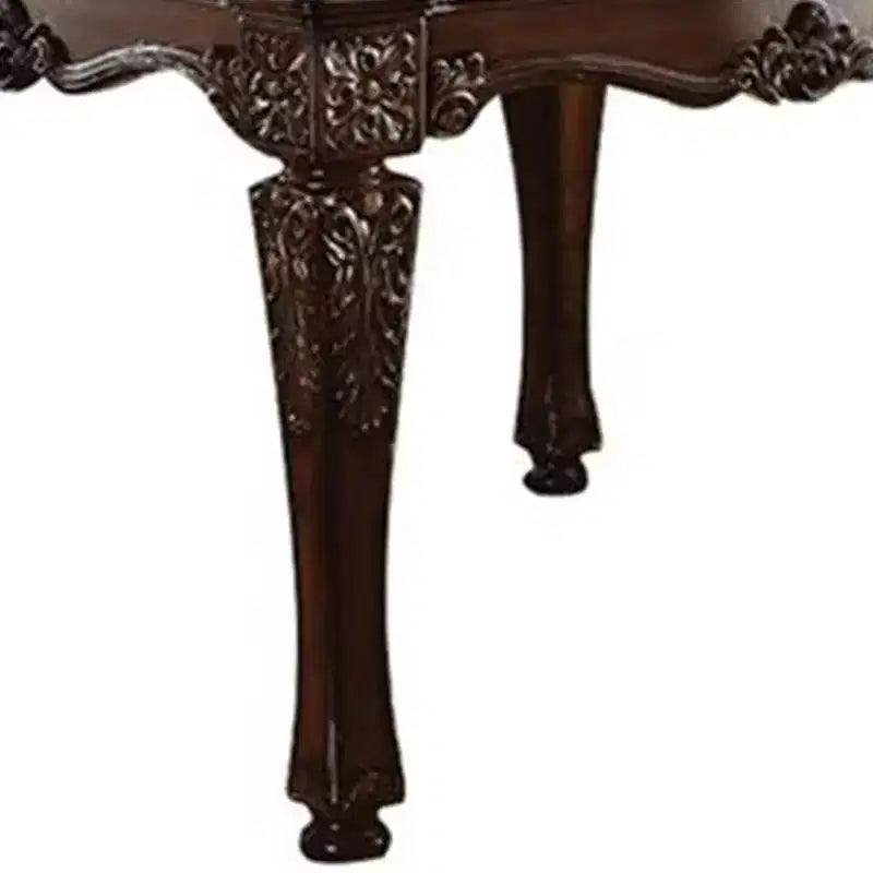 Tavolino d'appoggio Vendome 54" con finitura ciliegio - Acme Furniture: Quadrato, Gambe in legno tornito, Motivi floreali