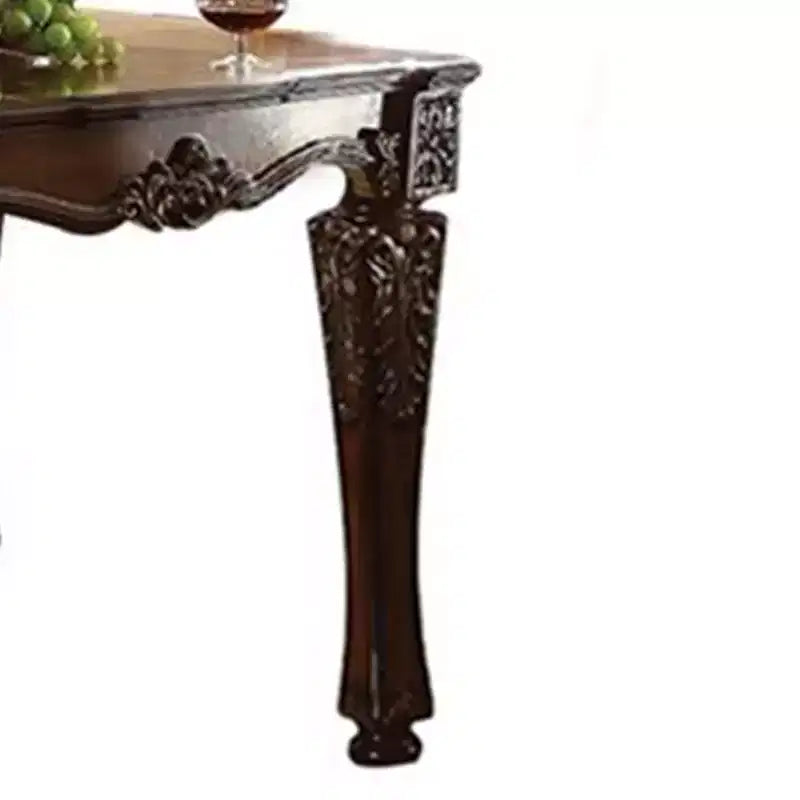 Tavolino d'appoggio Vendome 54" con finitura ciliegio - Acme Furniture: Quadrato, Gambe in legno tornito, Motivi floreali